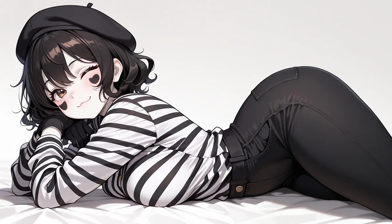 AI art "Introducing Pip the Mime!" with user description "Y’all like mimes? 

No lie, I may be in love. I just got the sudden urge to make a mime OC, and here she is. She’s very simple, but I think she’s a real cutie. Also, I haven’t seen any mime girls on here, so I figured why not!"