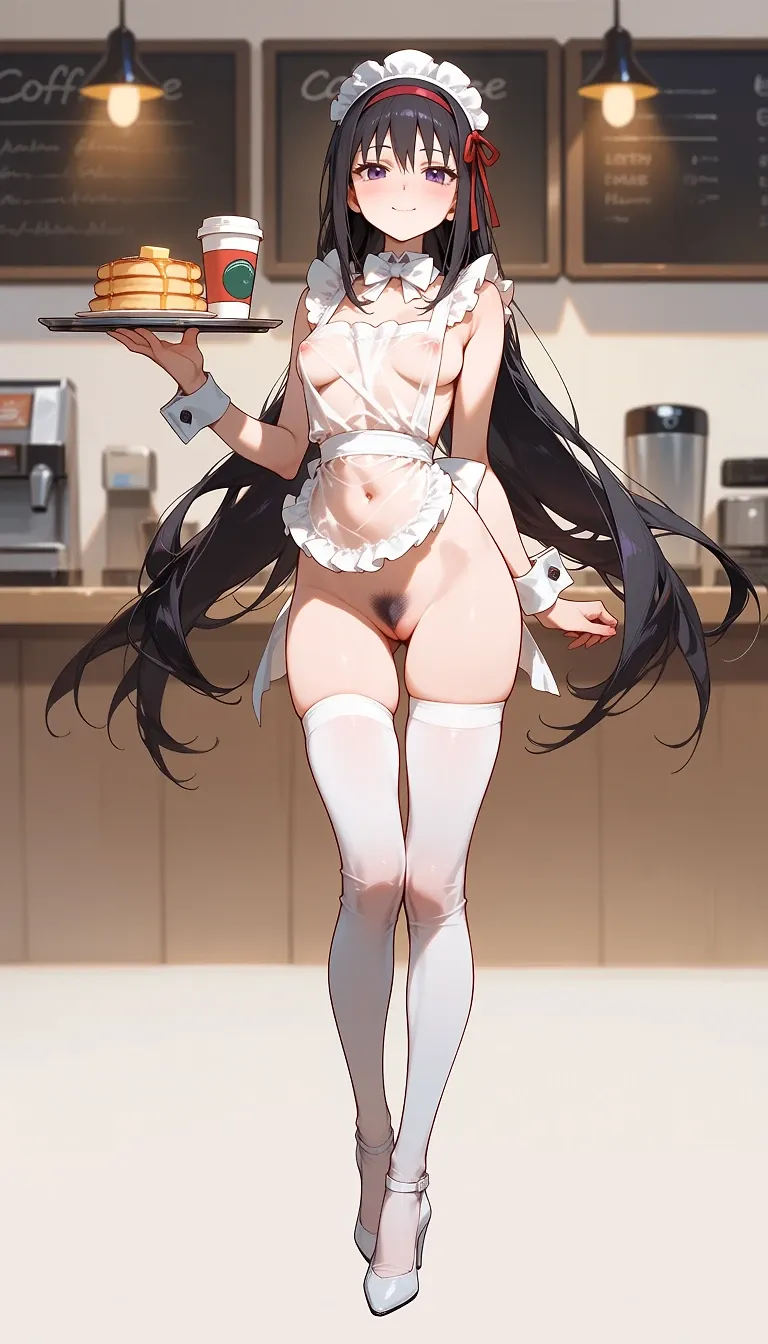 AI art "seethrough apron homura"