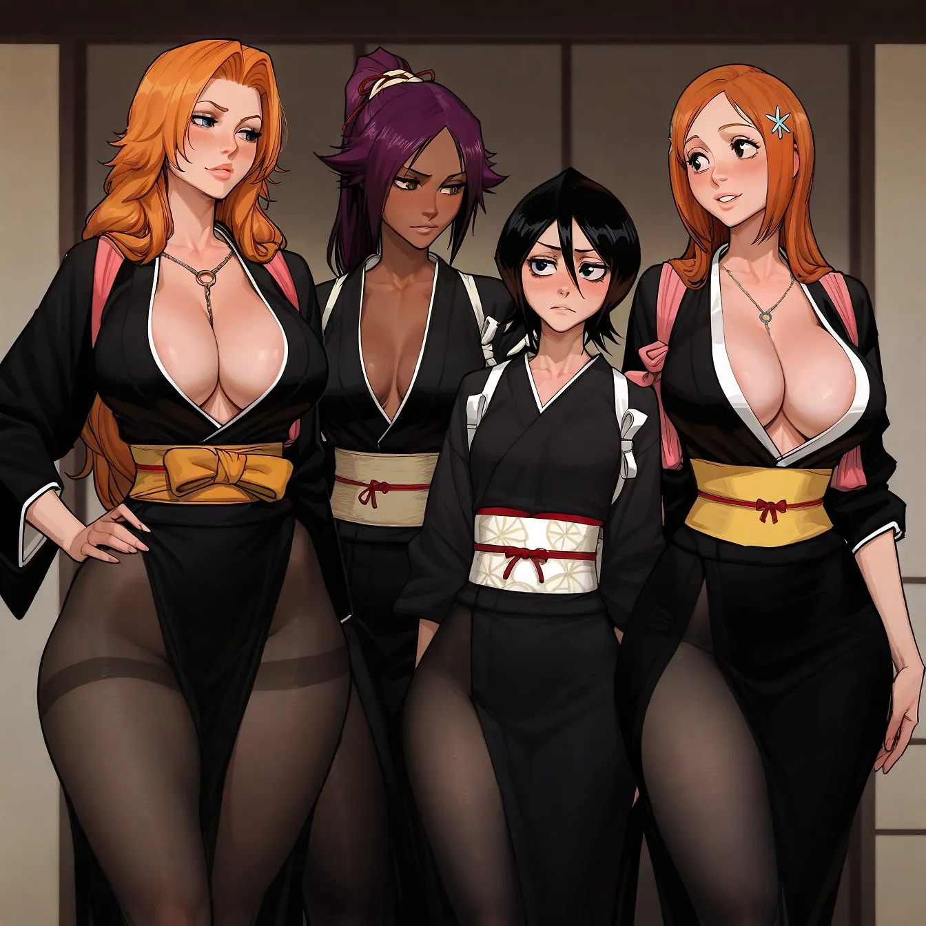 AI art "Bleach Girls Posing Together"