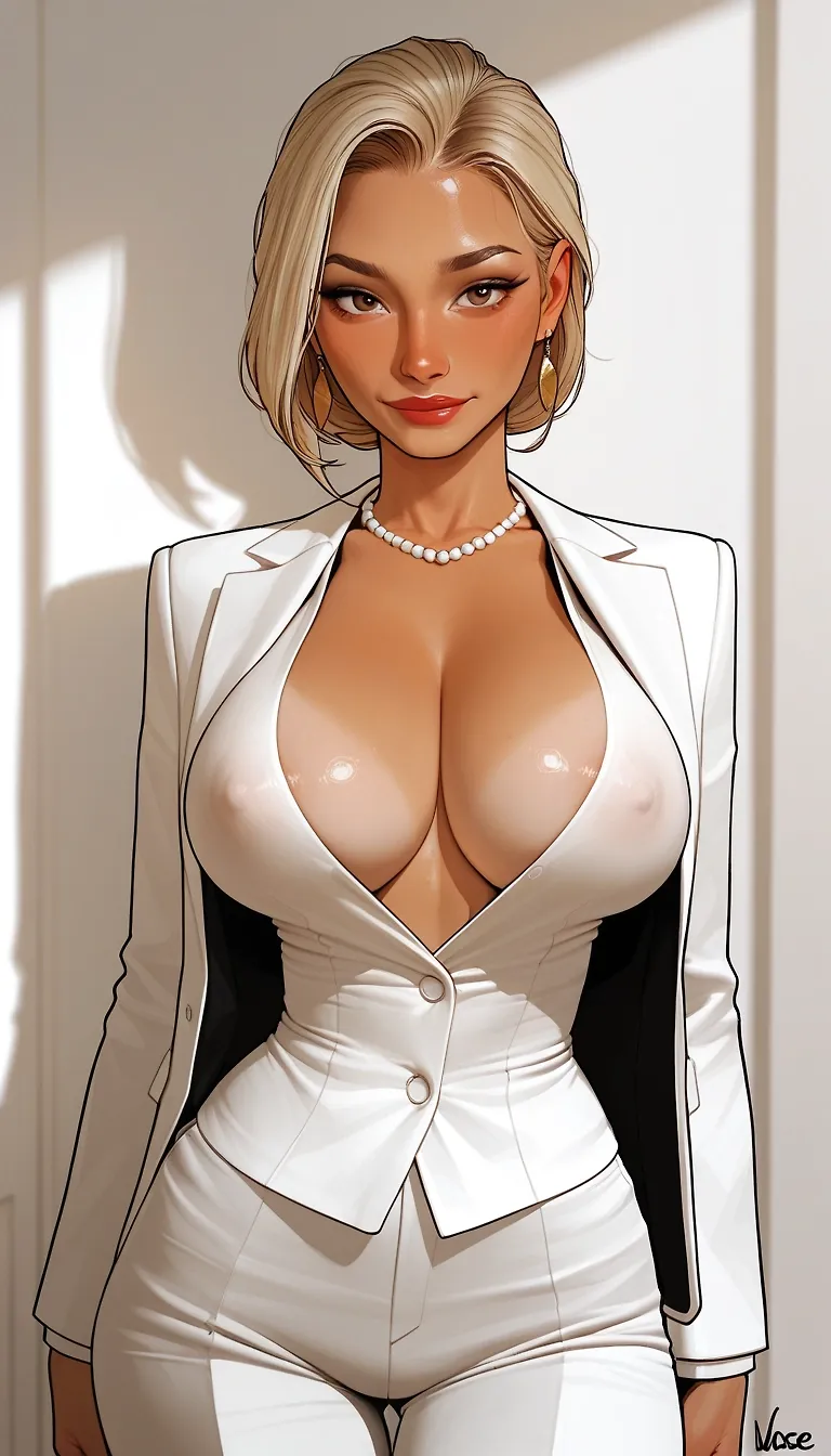 Summer's wardrobe. White business suit