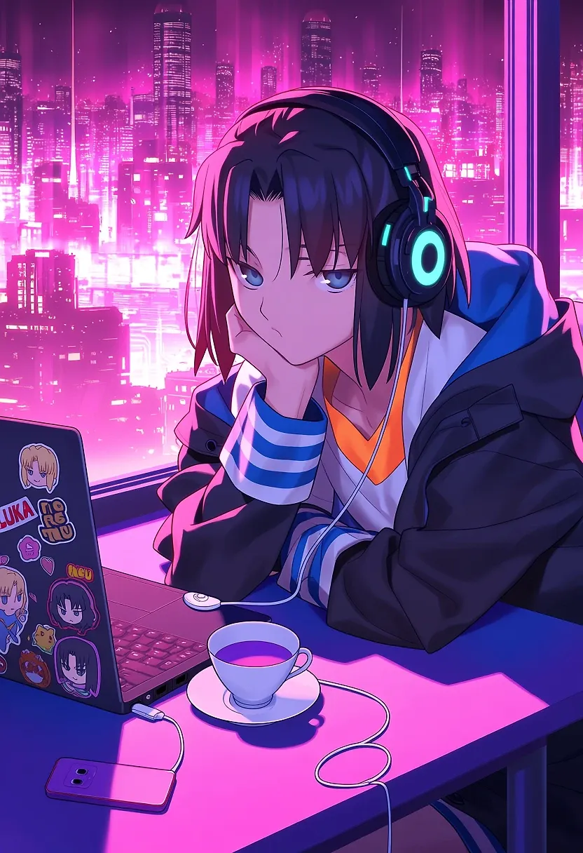 AI art "Shiki Ryougi x Cyberpunk"