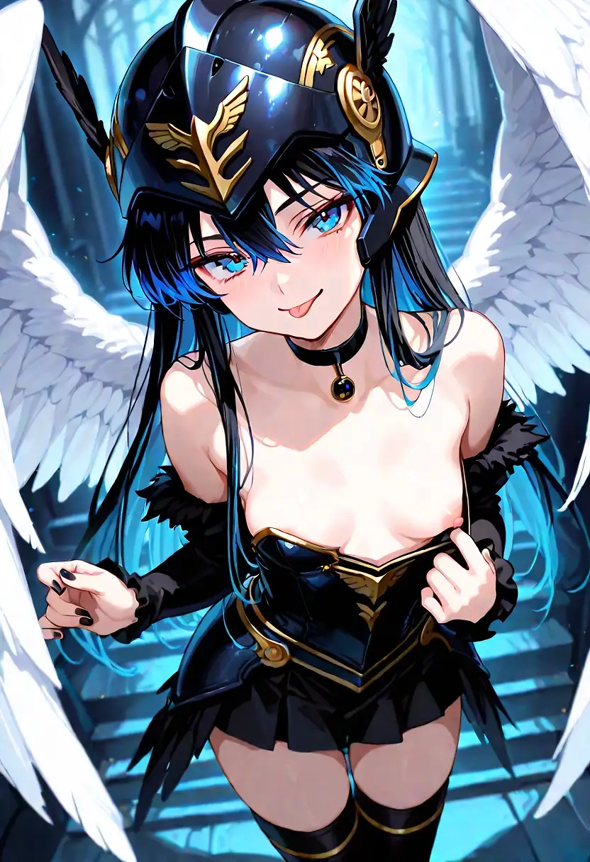 AI art 'Valkyrie cosplay' with user description 'Hmm... would this count as Anara teasing?
Or does the last one tell us what she's looking for?'