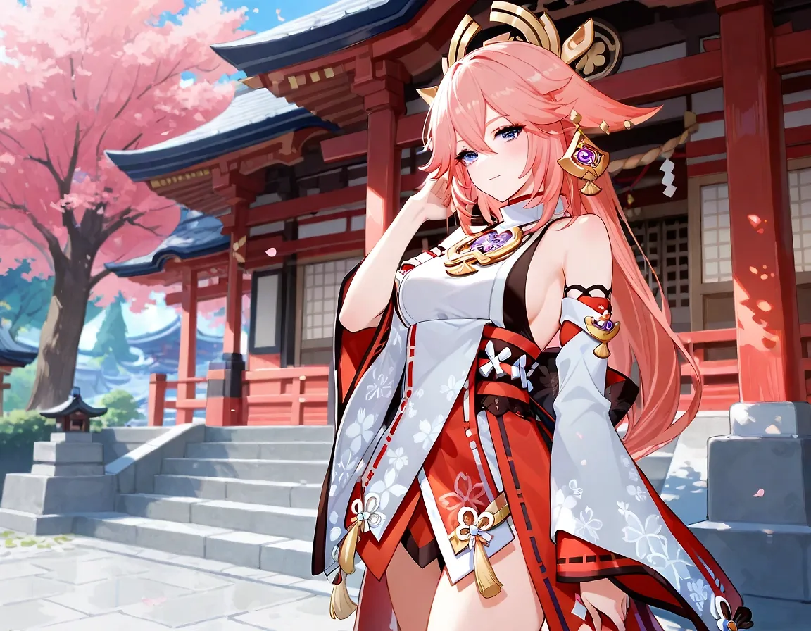 AI art "Yaemiko at Grand Narukami Shrine"