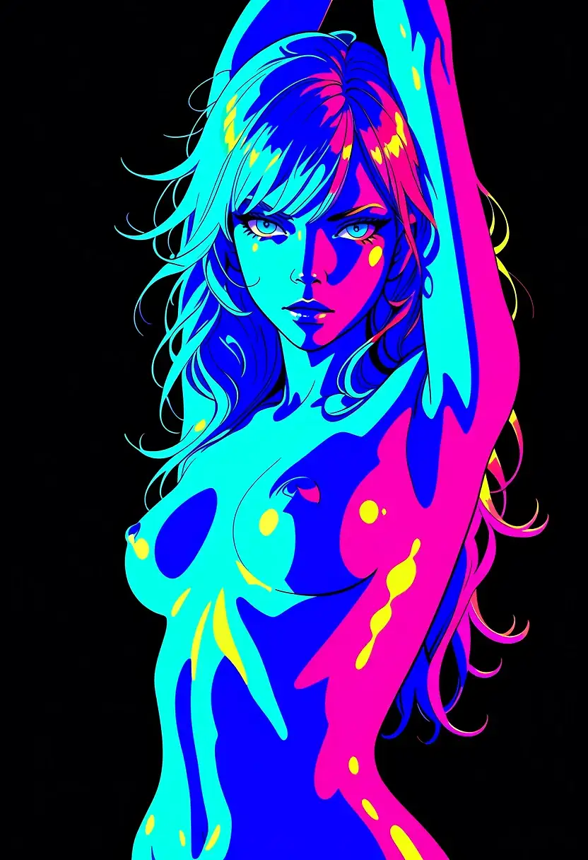 AI art 'Neon Red M'
