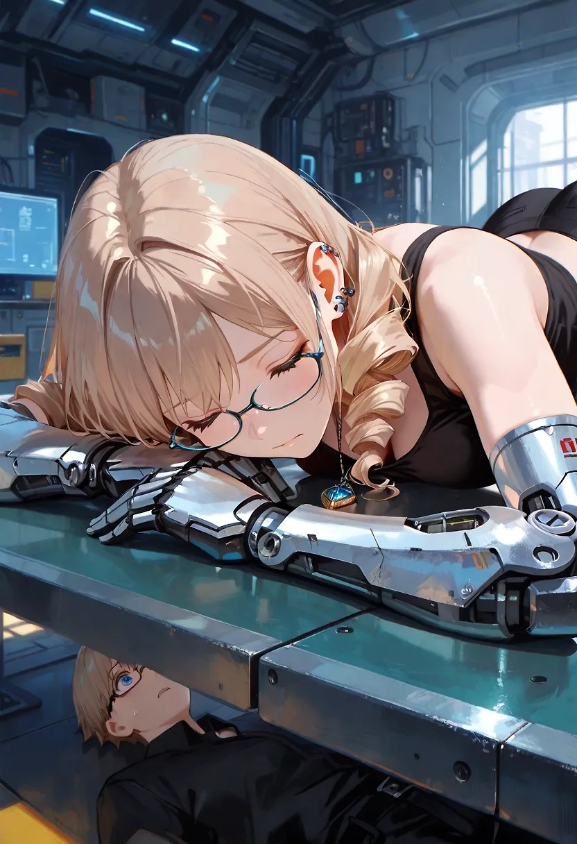 AI art "Give me a break 💤" with user description "Even hard working Hana need a break 😴"