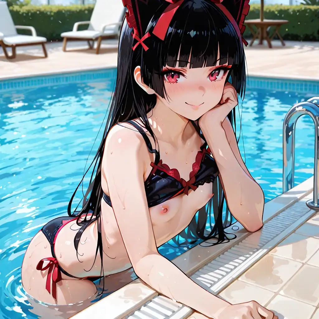 AI art 'Rory Mercury erotic pool visit'