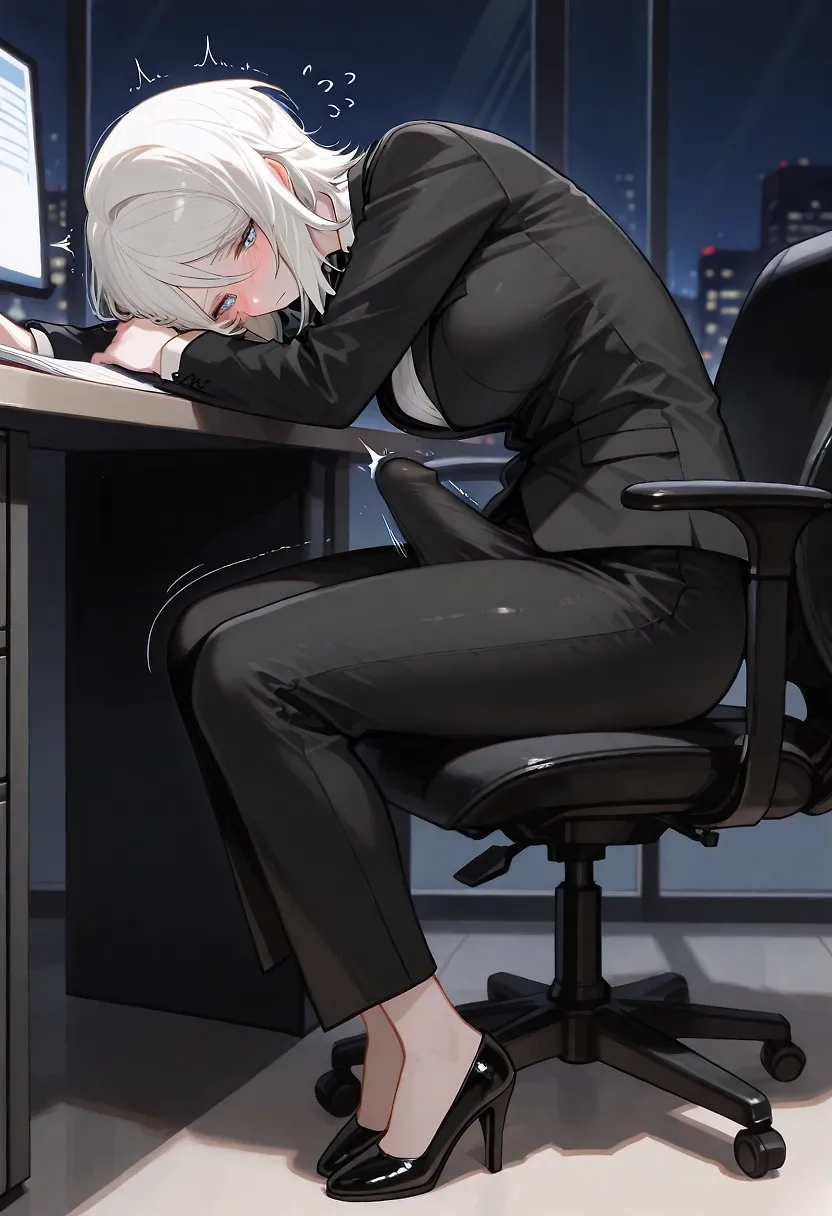 AI art "Faust alone in office"