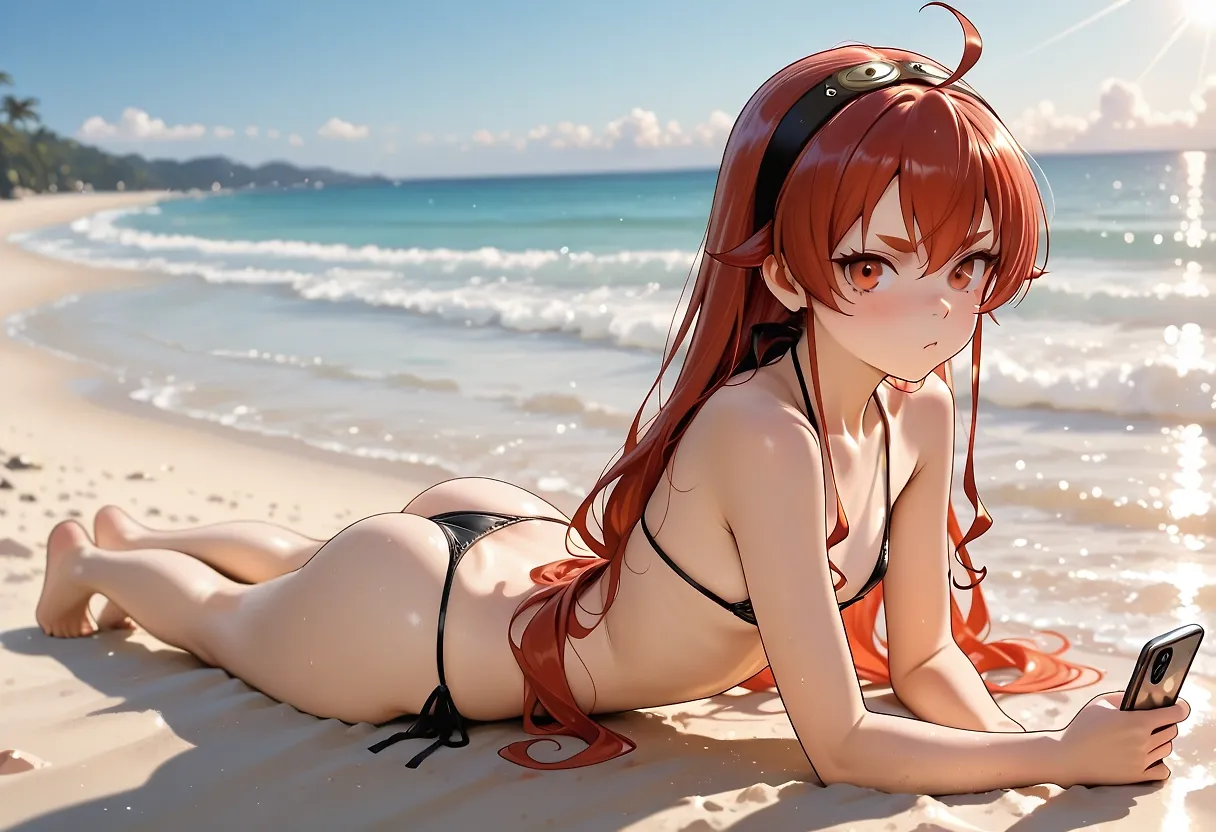 Eris posing at the beach