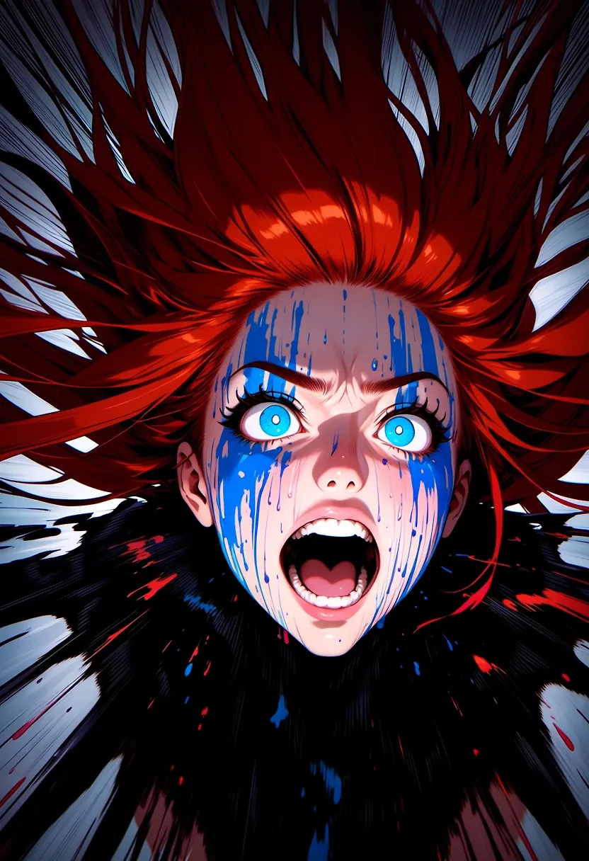AI art "Red M scream"